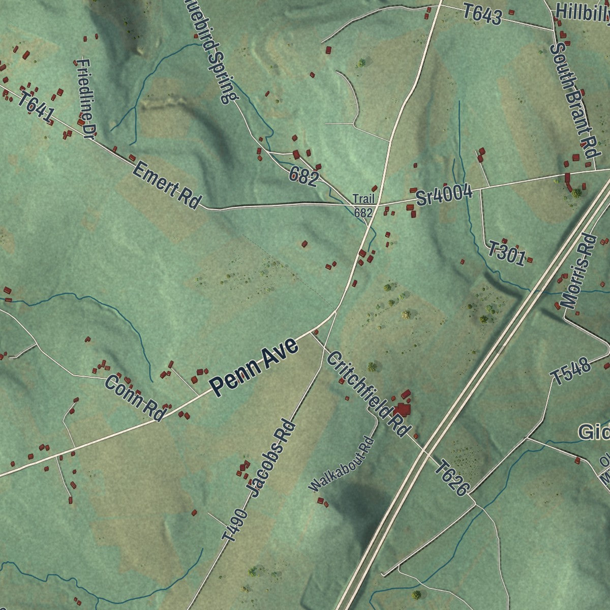 Close-up of the map of Lincoln, Somerset County, Pennsylvania print showing street and building detail