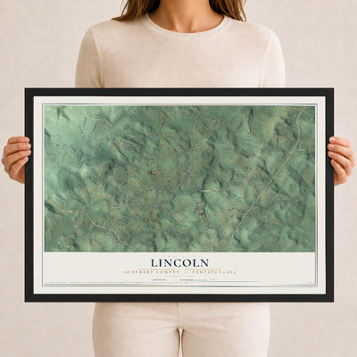 Map of Lincoln, Somerset County, Pennsylvania, 12 x 18 inch print in a black wood frame
