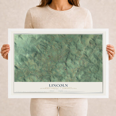 Map of Lincoln, Somerset County, Pennsylvania, 12 x 18 inch print in a white wood frame