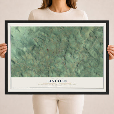 Map of Lincoln, Somerset County, Pennsylvania, 18 x 24 inch print in a black wood frame