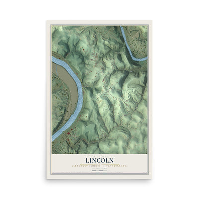 Map of Lincoln, Allegheny County, Pennsylvania, 12 x 18 inch unframed archival matte print
