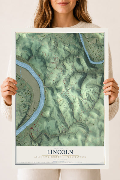 Map of Lincoln, Allegheny County, Pennsylvania, 18 x 24 inch unframed archival matte print
