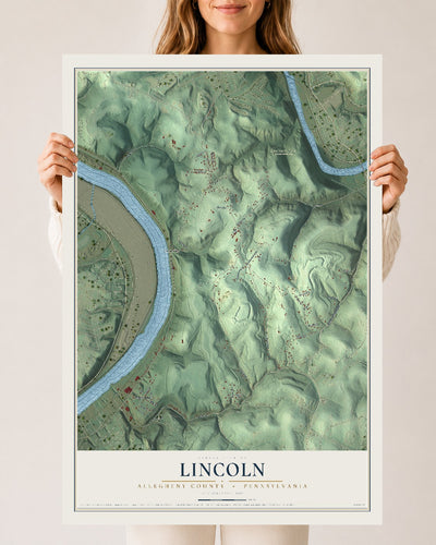 Map of Lincoln, Allegheny County, Pennsylvania, 24 x 36 inch unframed archival matte print