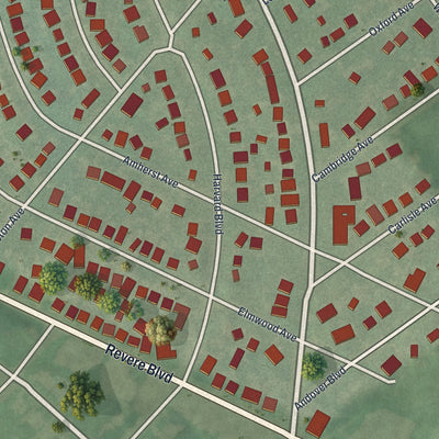 Close-up of the map of Lincoln Park, Pennsylvania print showing street and building detail