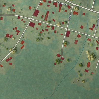 Close-up of the map of Lincolnville, Pennsylvania print showing street and building detail