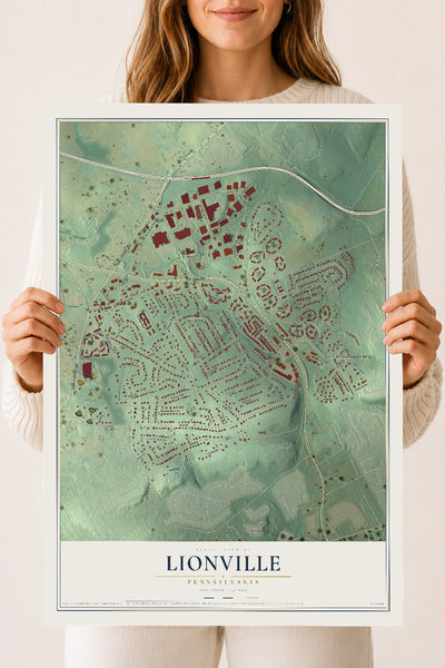Map of Lionville, Pennsylvania, 18 x 24 inch unframed archival matte print