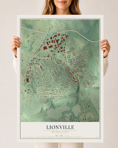Map of Lionville, Pennsylvania, 24 x 36 inch unframed archival matte print