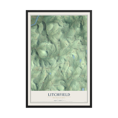 Map of Litchfield, Pennsylvania, 12 x 18 inch print in a black wood frame