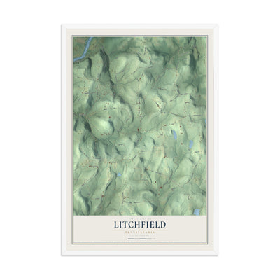 Map of Litchfield, Pennsylvania, 12 x 18 inch print in a white wood frame