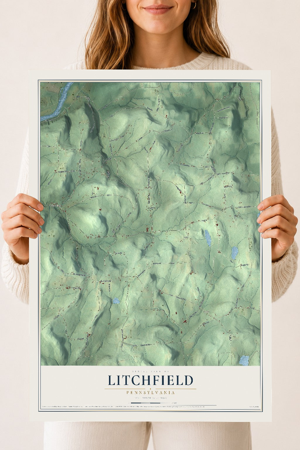 Map of Litchfield, Pennsylvania, 18 x 24 inch unframed archival matte print