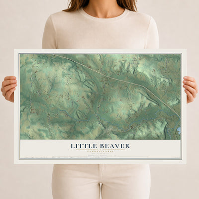 Map of Little Beaver, Pennsylvania, 12 x 18 inch unframed archival matte print