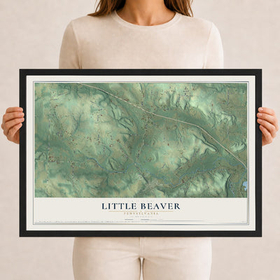 Map of Little Beaver, Pennsylvania, 12 x 18 inch print in a black wood frame