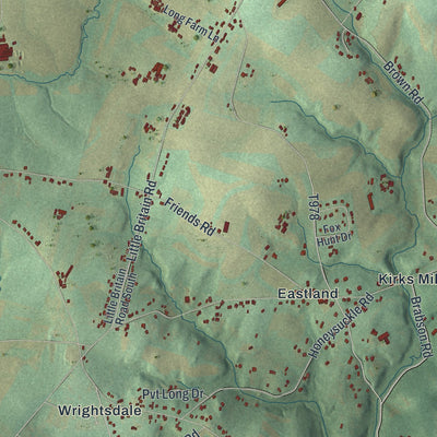 Second close-up of the map of Little Britain, Pennsylvania print showing more streets and buildings