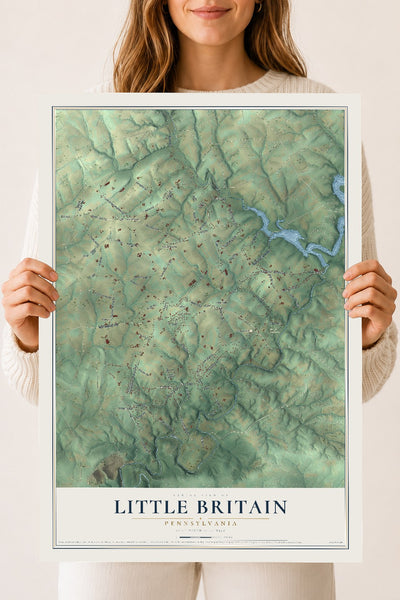 Map of Little Britain, Pennsylvania, 18 x 24 inch unframed archival matte print