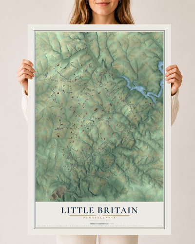 Map of Little Britain, Pennsylvania, 24 x 36 inch unframed archival matte print