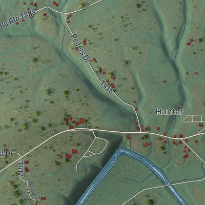 Close-up of the map of Little Mahanoy, Pennsylvania print showing street and building detail