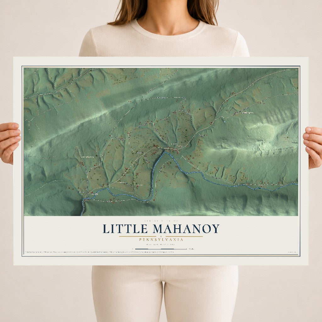 Map of Little Mahanoy, Pennsylvania, 18 x 24 inch unframed archival matte print