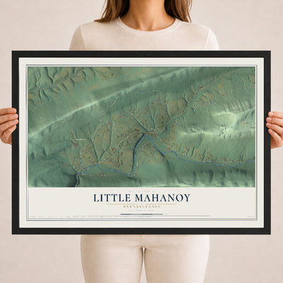 Map of Little Mahanoy, Pennsylvania, 18 x 24 inch print in a black wood frame