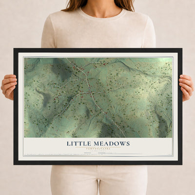 Map of Little Meadows, Pennsylvania, 12 x 18 inch print in a black wood frame