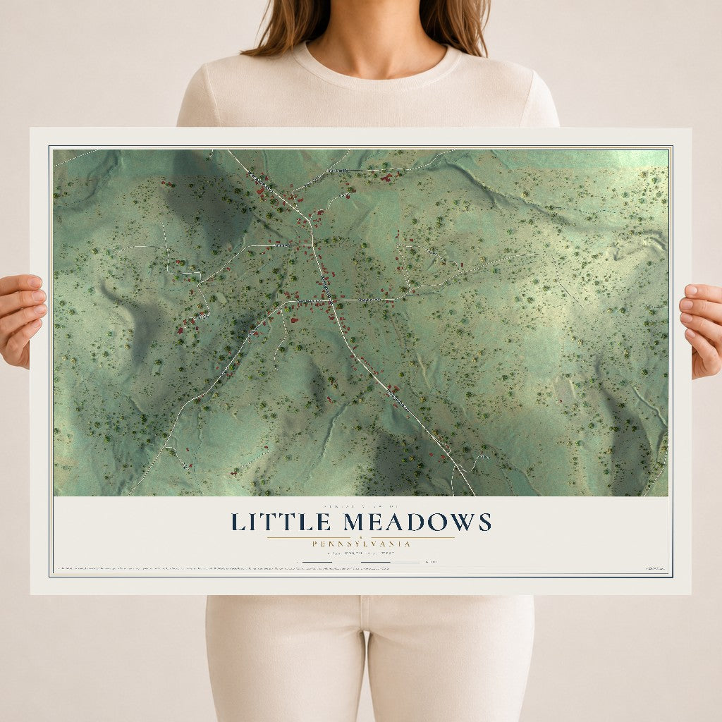 Map of Little Meadows, Pennsylvania, 18 x 24 inch unframed archival matte print