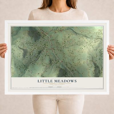 Map of Little Meadows, Pennsylvania, 18 x 24 inch print in a white wood frame