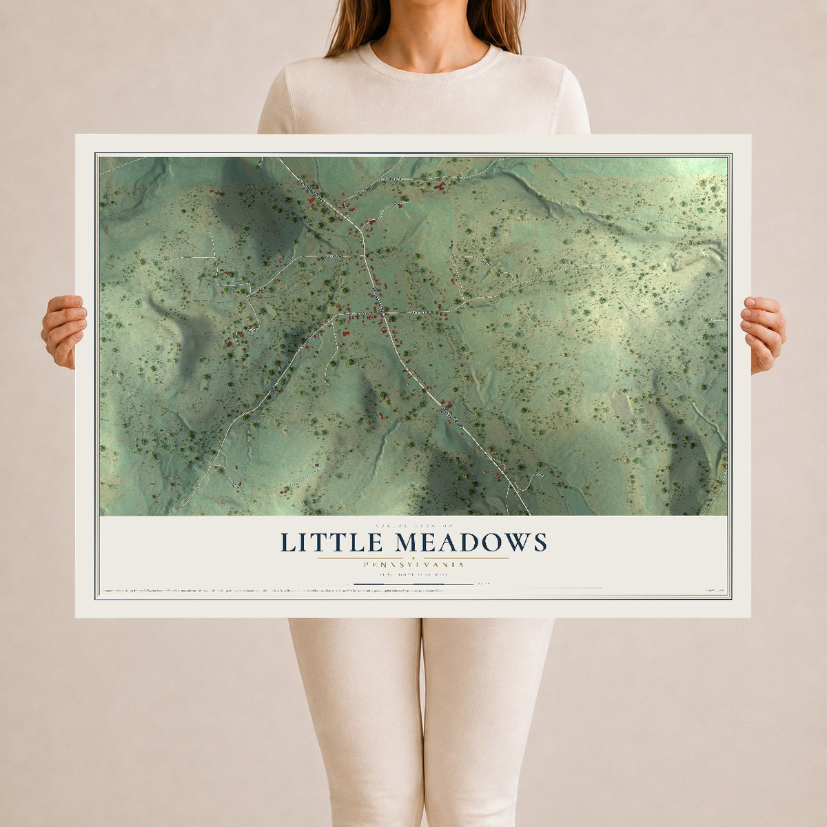Map of Little Meadows, Pennsylvania, 24 x 36 inch unframed archival matte print