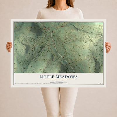 Map of Little Meadows, Pennsylvania, 24 x 36 inch unframed archival matte print