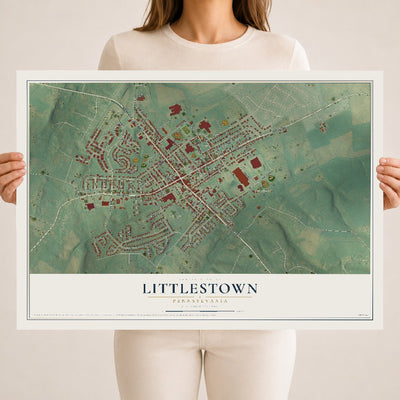 Map of Littlestown, Pennsylvania, 18 x 24 inch unframed archival matte print