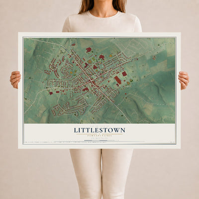 Map of Littlestown, Pennsylvania, 24 x 36 inch unframed archival matte print