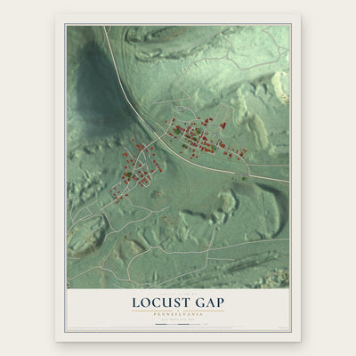 Locust Gap, Pennsylvania map print, the full design