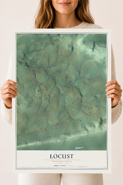 Map of Locust, Pennsylvania, 18 x 24 inch unframed archival matte print