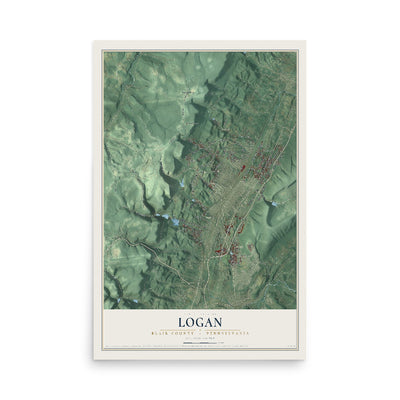 Map of Logan, Blair County, Pennsylvania, 12 x 18 inch unframed archival matte print