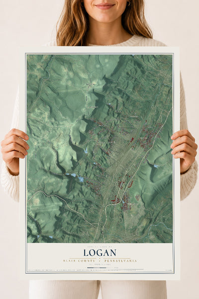 Map of Logan, Blair County, Pennsylvania, 18 x 24 inch unframed archival matte print