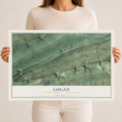 Map of Logan, Clinton County, Pennsylvania, 12 x 18 inch unframed archival matte print