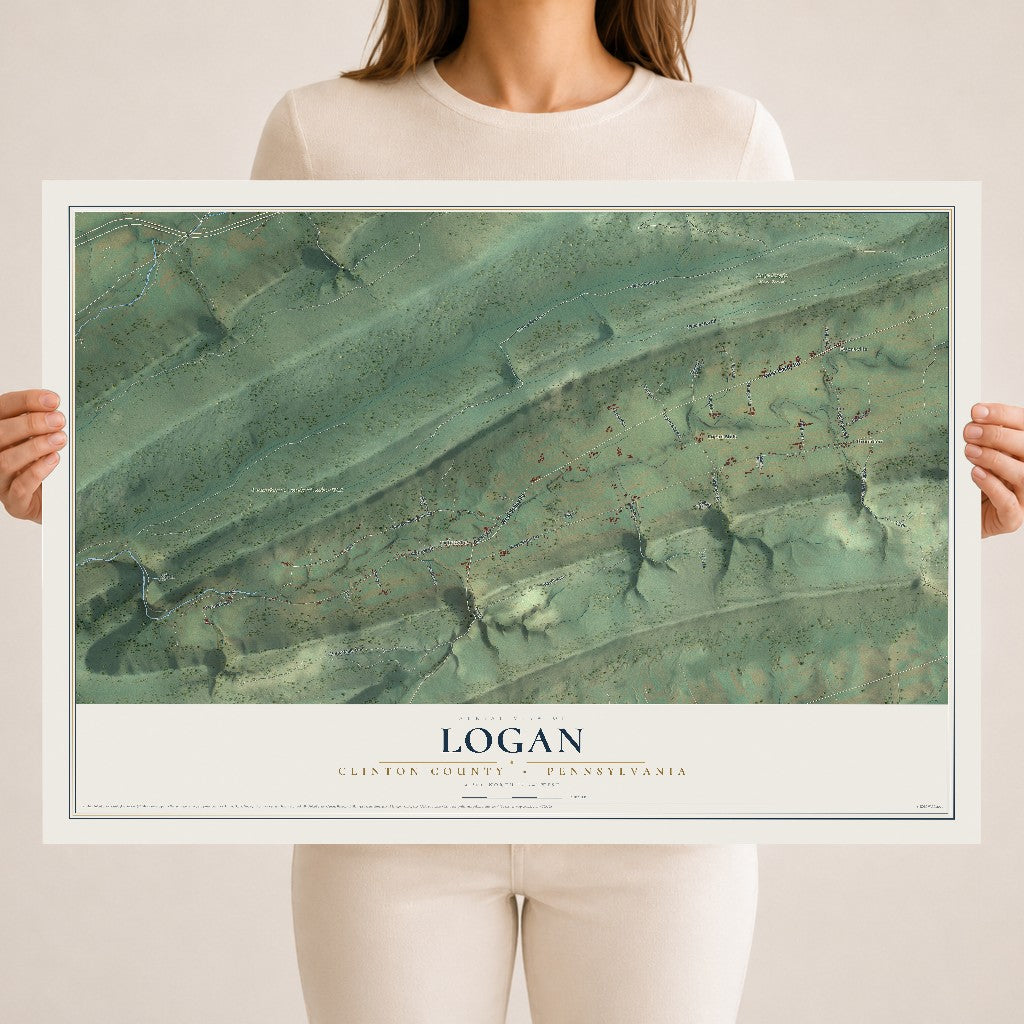 Map of Logan, Clinton County, Pennsylvania, 18 x 24 inch unframed archival matte print
