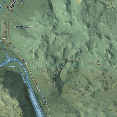 Close-up of the map of Logan, Huntingdon County, Pennsylvania print showing street and building detail