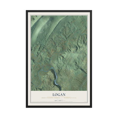 Map of Logan, Huntingdon County, Pennsylvania, 12 x 18 inch print in a black wood frame