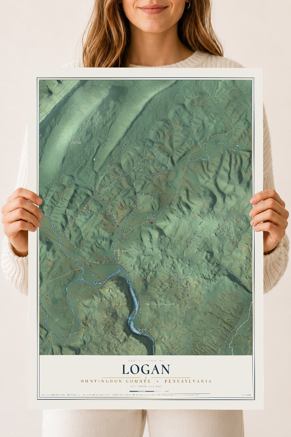 Map of Logan, Huntingdon County, Pennsylvania, 18 x 24 inch unframed archival matte print