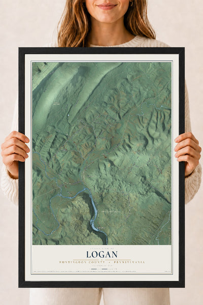 Map of Logan, Huntingdon County, Pennsylvania, 18 x 24 inch print in a black wood frame