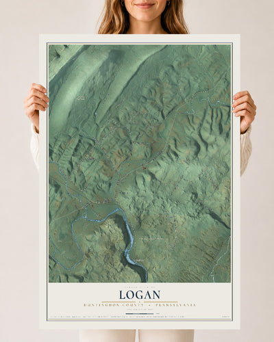 Map of Logan, Huntingdon County, Pennsylvania, 24 x 36 inch unframed archival matte print