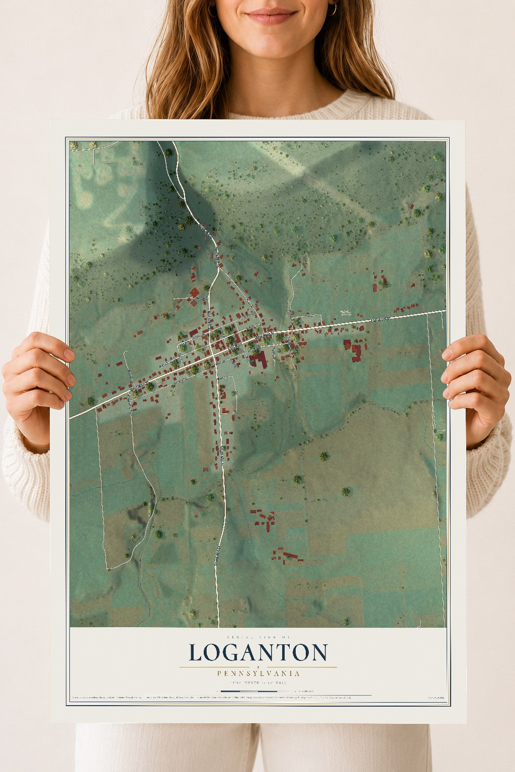 Map of Loganton, Pennsylvania, 18 x 24 inch unframed archival matte print