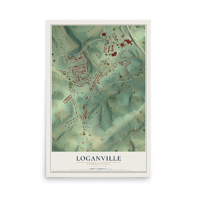 Map of Loganville, Pennsylvania, 12 x 18 inch unframed archival matte print