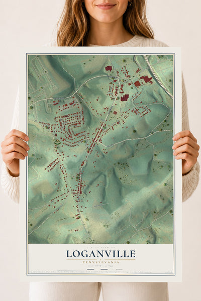 Map of Loganville, Pennsylvania, 18 x 24 inch unframed archival matte print