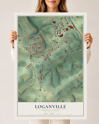 Map of Loganville, Pennsylvania, 24 x 36 inch unframed archival matte print