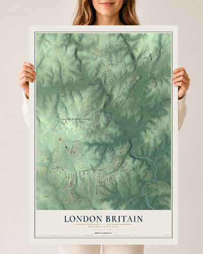 Map of London Britain, Pennsylvania, 24 x 36 inch unframed archival matte print
