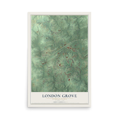 Map of London Grove, Pennsylvania, 12 x 18 inch unframed archival matte print