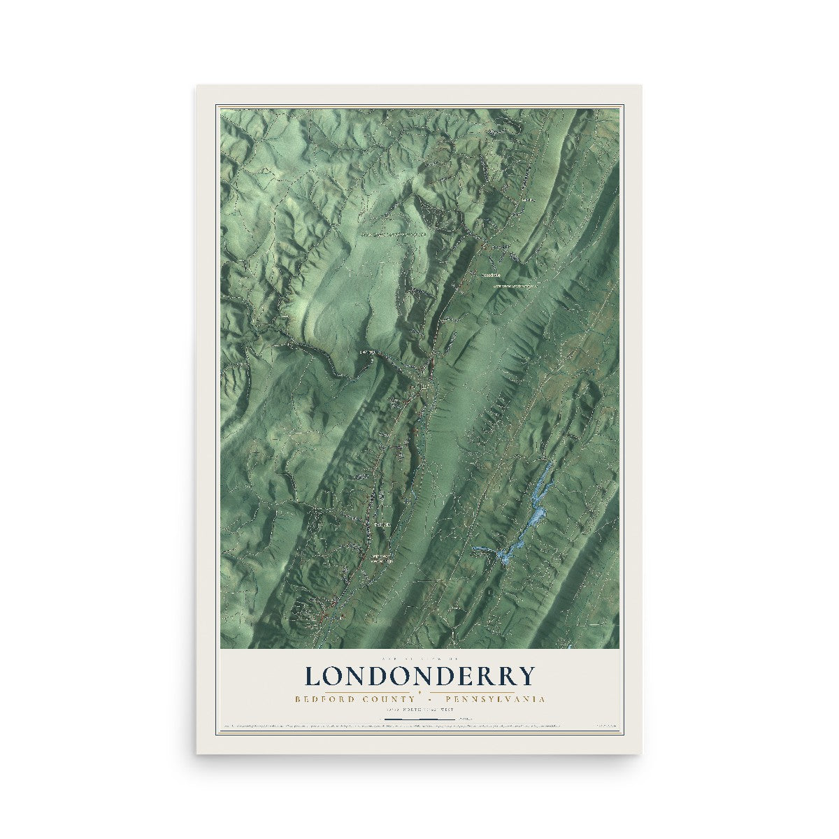 Map of Londonderry, Bedford County, Pennsylvania, 12 x 18 inch unframed archival matte print