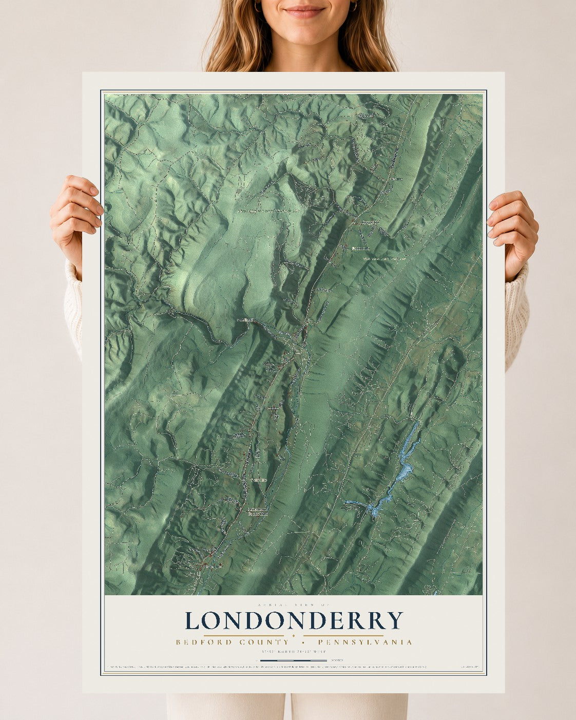 Map of Londonderry, Bedford County, Pennsylvania, 24 x 36 inch unframed archival matte print
