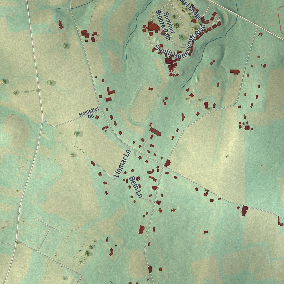 Second close-up of the map of Londonderry, Chester County, Pennsylvania print showing more streets and buildings