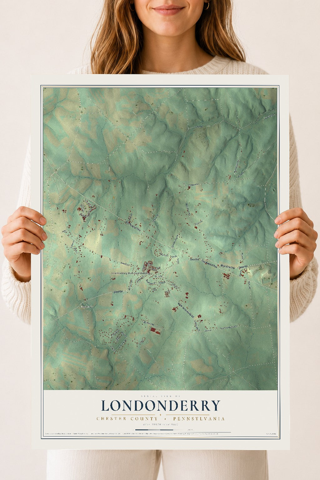 Map of Londonderry, Chester County, Pennsylvania, 18 x 24 inch unframed archival matte print